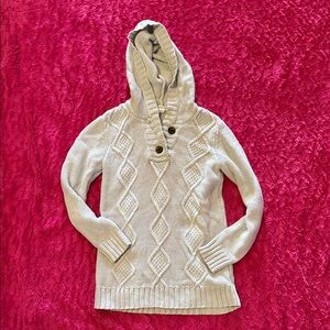 Old Navy Gray Cable Knit Hooded Sweater